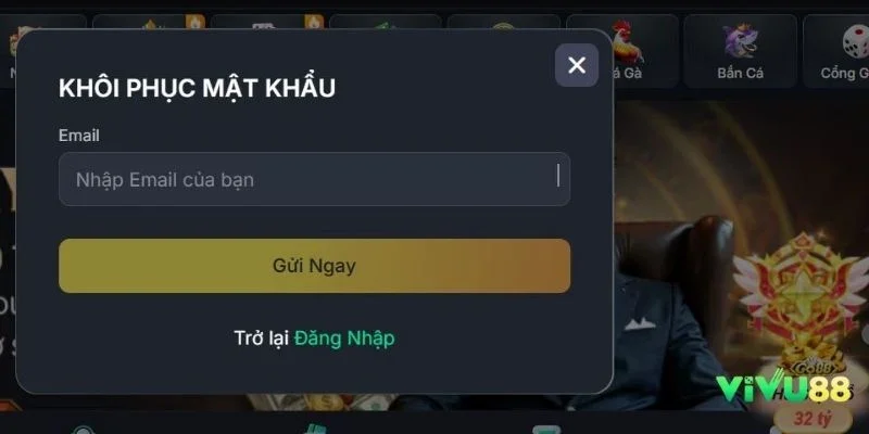 Nhập tên email đăng ký tài khoản vào khung hiển thị