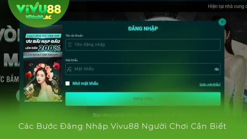 Quy trình đăng nhập vivu88 đơn giản