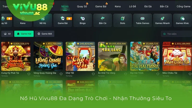 Nổ hũ tại nhà cái vivu88 - Đa dạng trò chơi, Nhận quà cực đã
